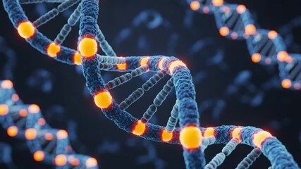 Stunning dynamic DNA strand reveals genetic code, perfect for science, health and innovation projects - Powered by Adobe
