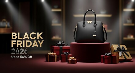 Luxurious Black Friday 2026 Sale featuring designer handbag and gifts, offering up to 50% off for discerning shoppers seeking elegant fashion deals