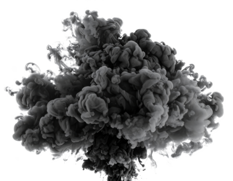 Gray smoke exploding  isolated on a transparent background