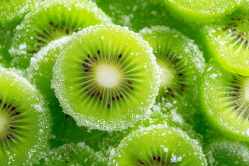 Background of frozen kiwis.