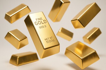 Golden Bar Rhapsody: A symphony of glistening gold bars, showcasing the allure of wealth, investment, and enduring value. A sight that speaks to the dreams of prosperity, financial security.