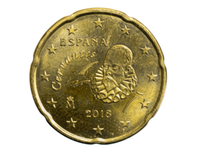 twenty euro cent coin isolated on white background