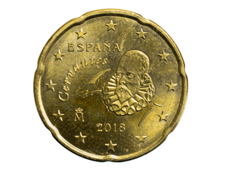 twenty euro cent coin isolated on white background