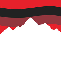 Fototapeta premium Illustrative Mountain Landscape Silhouette with Red and Black Sky