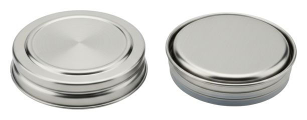 Metal container lids industrial product isolated on transparent background