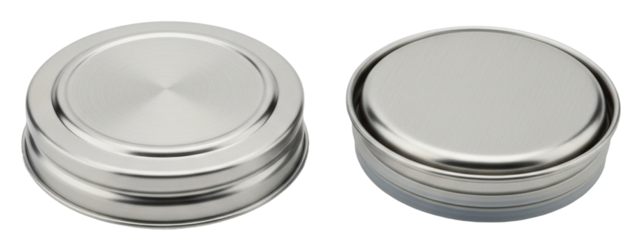 Metal container lids industrial product isolated on transparent background