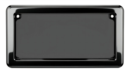 Shiny chrome license plate frame isolated on white background