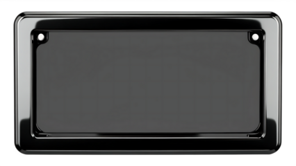 Shiny chrome license plate frame isolated on white background