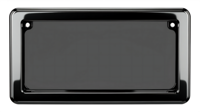 Shiny chrome license plate frame isolated on white background