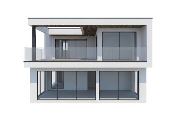 Contemporary luxury two-story house architectural design render