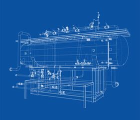 Industrial Boiler Blueprint. Vector