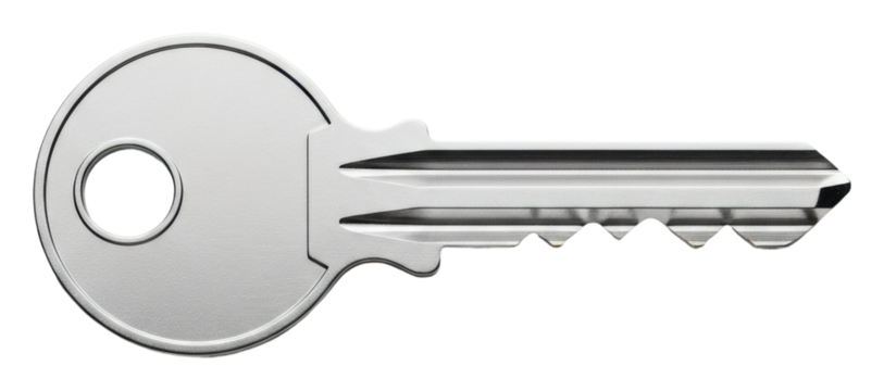 Unlocking potential a of a silver key in modern design isolated on transparent background - Powered by Adobe