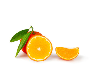 Tangerines and slices isolated on a white background.