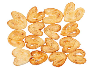 Puff pastry cookies isolated on a white background, contour