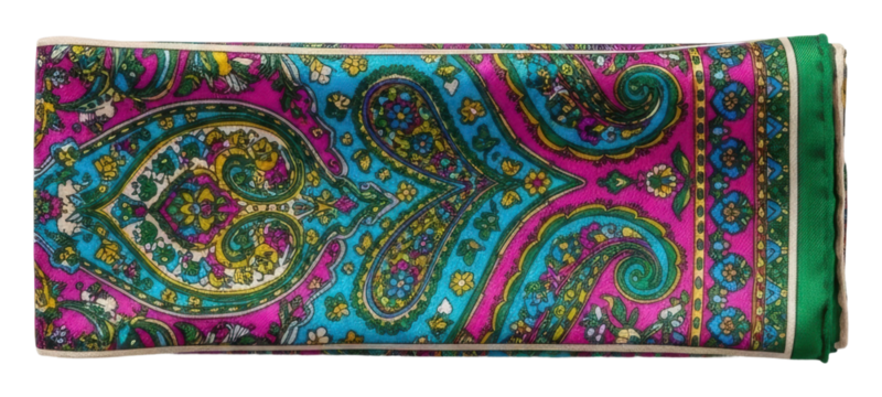 Colorful paisley patterned silk scarf fashion accessory isolated on transparent background