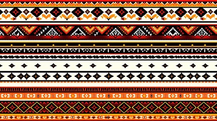 An intricate tribal pattern design. This design features vibrant colors, geometric shapes, and cultural significance. It is perfect for adding a touch of ethnicity and artistry to any project