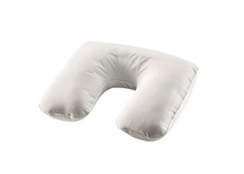 Soft white travel neck pillow isolated on white background