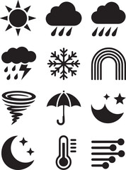 Naklejka premium Diverse forecast weather elements symbols forecast