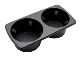 Dual black sauce cups for food serving kitchen product modern isolated on transparent background