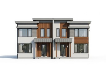 Modern duplex home architecture on white background, 3d rendering