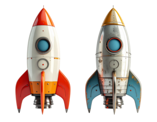  Futuristic Rocket Ship Variation Set – isolated on transparent background