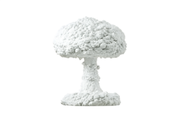 White mushroom cloud explosion model isolated on white background