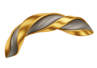 Golden and silver swirling ribbon isolated on transparent background