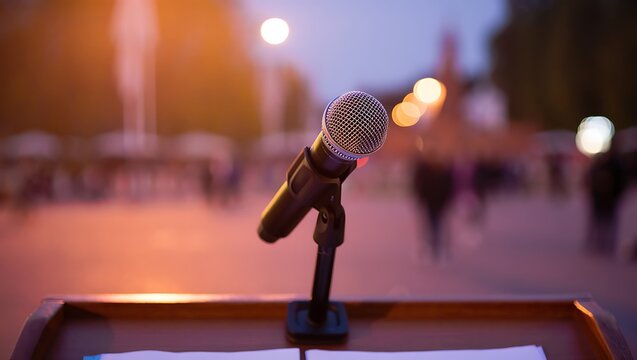 Microphone on stage ready for a public speaker event