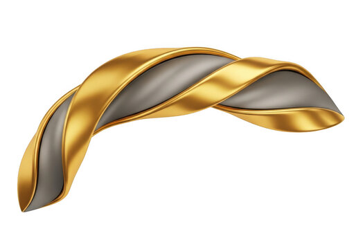 Golden and silver swirling ribbon isolated on transparent background