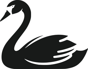 Obraz premium Stylized Swimming Black Swan Vector Graphic Isolated Icon Design Element Depicting A Majestic Waterfowl Bird With A Beautifully Curved Neck And Smooth Body Shape Ideal For Modern Logo Concep