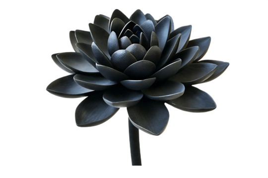 Dark metallic lotus flower isolated on white background