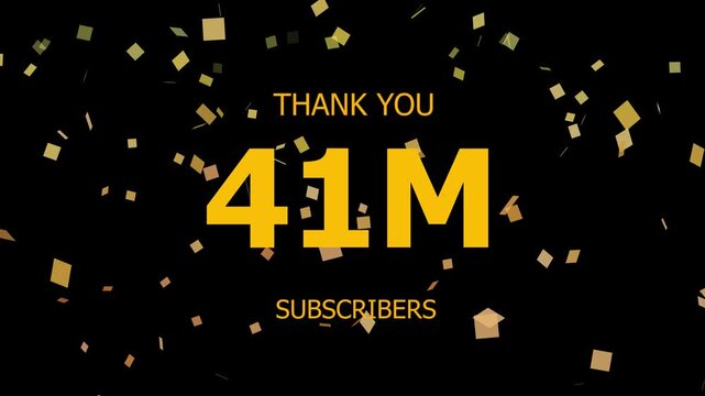 41 Million Subscribers celebration background with a golden badge, "Thank You" text, and falling heart-shaped petals.