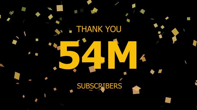 54 Million Subscribers celebration background with a golden badge, "Thank You" text, and falling heart-shaped petals.