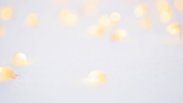 Soft Focus Yellow Bokeh Lights on White Background