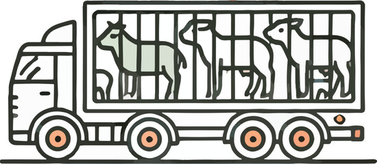 Obraz premium Illustration of a truck transporting livestock animals for farming and agricultural purposes.
