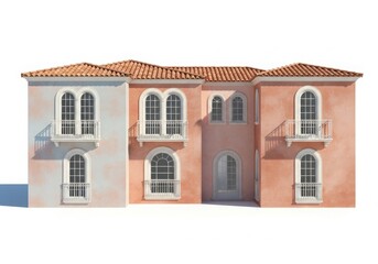 Classic mediterranean villa with tiled roof and arched windows