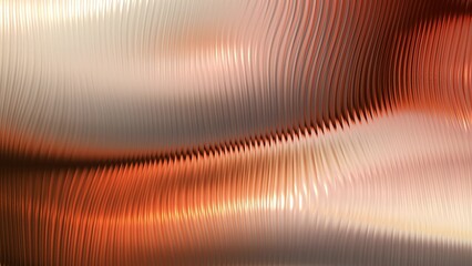 gold Abstract ribbed glass background in warm liquid fluid golden orange tones with glossy curved texture, vertical light lines and smooth gradient for use in luxury design,