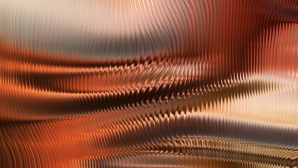gold Abstract ribbed glass background in warm liquid fluid golden orange tones with glossy curved texture, vertical light lines and smooth gradient for use in luxury design,