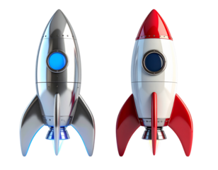 3D Space Rocket Duo Render Collection – isolated on transparent background