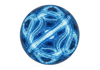 Glowing blue orb with intricate patterns isolated on transparent background