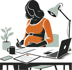 A pragnant woman working at office concept