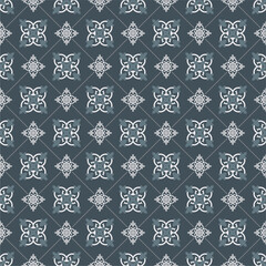 Abstract geometric floral seamless pattern. Modern stylish texture repeating. Vector background. grey and dark blue ornament.