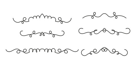 Obraz premium Set of Vintage decorative lines. text dividers. Line border. Lines separators, Borders, Set of various doodle style line dividers and arrow icons for design