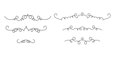 Set of Vintage decorative lines. text dividers. Line border. Lines separators, Borders, Set of various doodle style line dividers and arrow icons for design