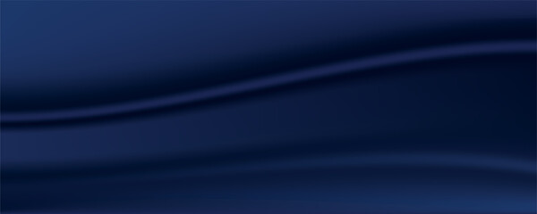 Navy blue silk satin. Silky shiny fabric. Dark luxury background with space for design. Banner. Wide. Long. Panoramic. Template. Empty. Flat lay, top view table. Beautiful.Elegant.Birthday,Christmas.