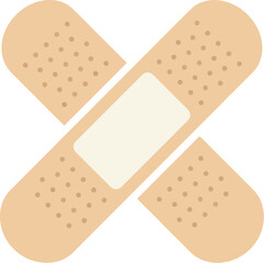 Two adhesive bandages crossed over each other simple illustration medical aid first aid on transparent background