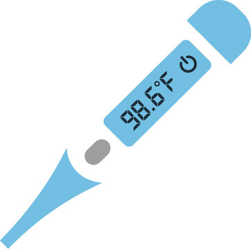 A simple illustration of a digital thermometer displaying 98 6 f perfect for health visuals on transparent background