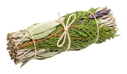 Herbal smudging bundle natural home rituals organic plants zen isolated on transparent background