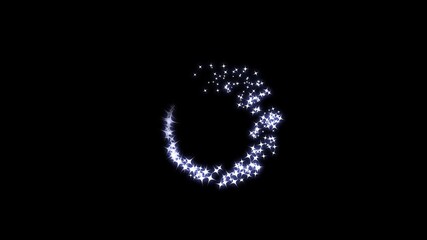 Magical glitter sparkle starline circle animation with twinkling star particles, shimmering light trails, and soft fairy-dust wand sparkle effects drifting smoothly across a black screen background - Powered by Adobe