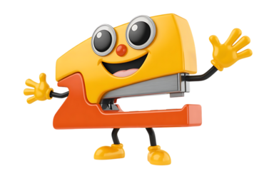 Staple Gun cartoon Character on transparent background
